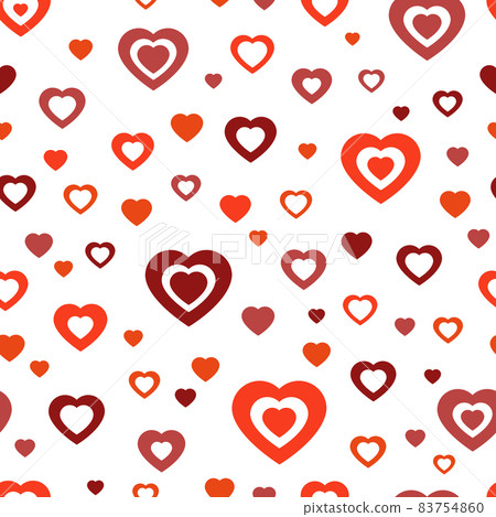 Seamless vector pattern red hearts on white background. 83754860