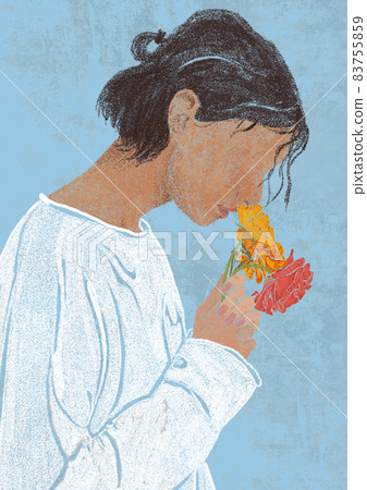 Abstract Boho Woman Portrait. Minimalist Female simple Modern Art. Pastel colors, Hand Drawn Contemporary card, logo, template 83755859