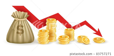 Income fall graph downward Income fall graph downward 83757271