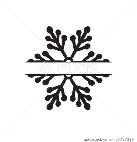 Hand drawn Vector split Christmas vintage scandinavian snowflake. Xmas decorative design element in retro style, isolated winter illustration 83757339