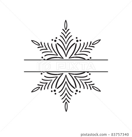 Vector Hand drawn split Christmas vintage scandinavian snowflake. Xmas decorative design element in retro style, isolated winter illustration 83757340