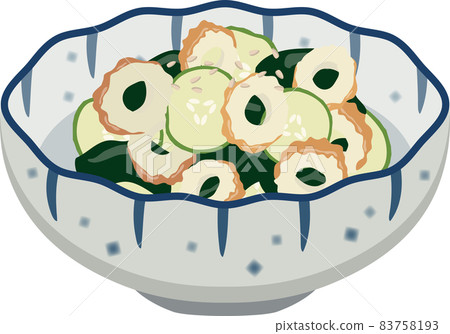 日式小碗配竹輪、裙帶菜和黃瓜 83758193