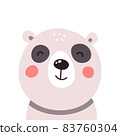 Cute panda face on white isolated background. Vector illustration 83760304