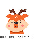 Cute deer on a white background, cartoon, vector illustration, logo 83760344