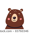 Cute brown bear on a white isolated background, vector illustration 83760346