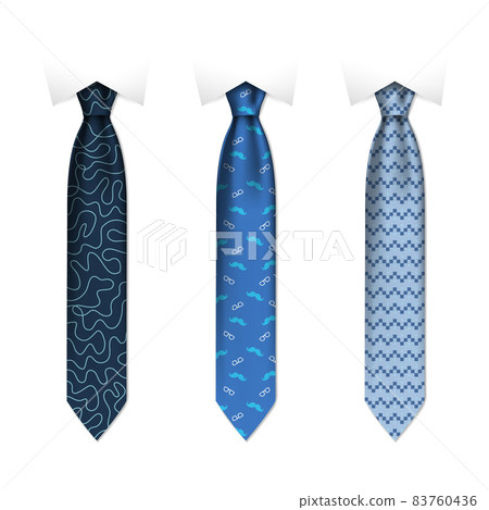 Set of colored men ties on white background, realistic vector illustration 83760436