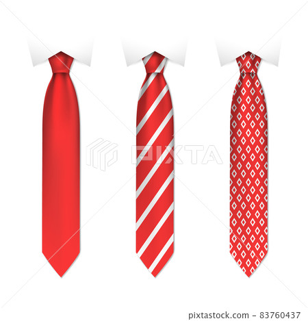 Set of red men ties on white background, realistic vector illustration Set of red men ties on white background, realistic vector illustration 83760437