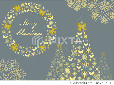 Illustration material: Message card style frame made of Christmas wreath and tree 83760604