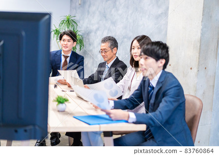 Business person having a remote video conference 83760864
