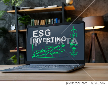 ESG investing results on the laptop screen. 83761587