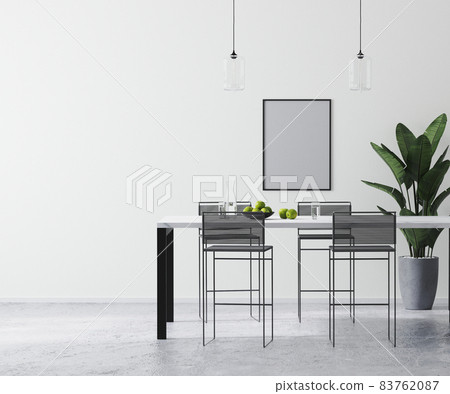 poster frames mock up in modern bright white room interior with contemporary bar table and bar stools, , scandinavian minimalistic style, 3d rendering poster frames mock up in modern bright white room interior with contemporary bar table and bar stools, , scandinavian minimalistic style, 3d rendering 83762087