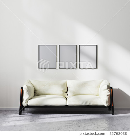 frames mock up in scandinavian minimalistic style living room interior with white and black sofa, contemporary living room background, 3d rendering frames mock up in scandinavian minimalistic style living room interior with white and black sofa, contemporary living room background, 3d rendering 83762088