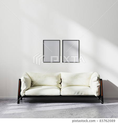 frames mock up in scandinavian minimalistic style living room interior with white and black sofa, contemporary living room background, 3d rendering frames mock up in scandinavian minimalistic style living room interior with white and black sofa, contemporary living room background, 3d rendering 83762089