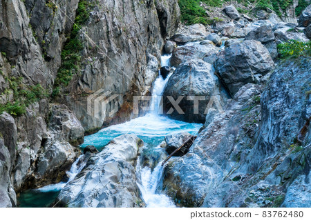 黑部峽谷清澈的藍色河流 83762480