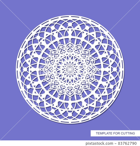 Decorative panel with a mandala. Round openwork element. Abstract floral pattern, carved decor, magic circle. Oriental motive. Vector layout for printing or plotter laser cutting of metal, paper, wood 83762790