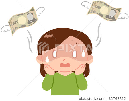 Woman with flying money 83762812
