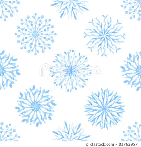 Seamless Winter pattern from Snowflakes. Blue Watercolor snow patterns. Seamless Winter pattern from Snowflakes. Blue Watercolor snow patterns. 83762957