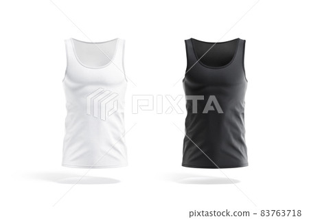 Blank black and white tank top mockup, front view Blank black and white tank top mockup, front view 83763718
