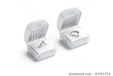 Blank white box with silver diamond ring stand lying mockup Blank white box with silver diamond ring stand lying mockup 83763729