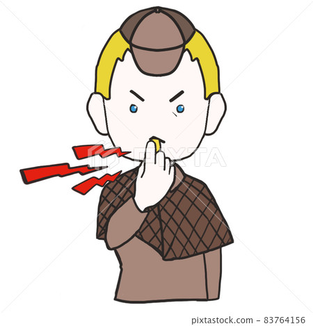 Middle-aged detective (male 3) who blows a whistle to warn Middle-aged detective (male 3) who blows a whistle to warn 83764156