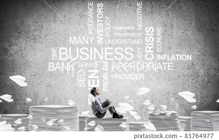 Businessman dreaming about future business. 83764977