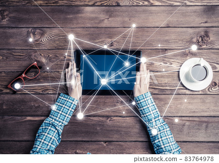 Concept of social communication and networking with social connection lines 83764978