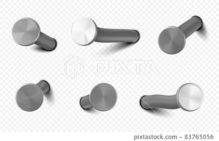 Nails hammered into wall steel or silver pin heads Nails hammered into wall steel or silver pin heads 83765056