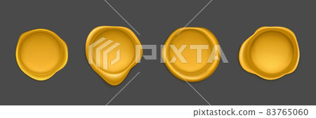 Gold wax seal stamp approval sealing icons set Gold wax seal stamp approval sealing icons set 83765060