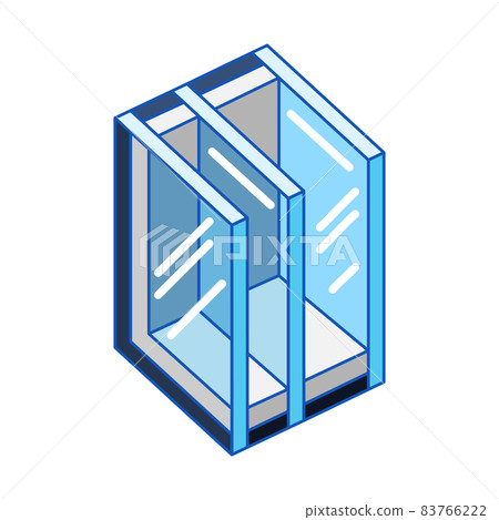 Illustration of cross section double glazed window. PVC plastic or aluminum metal profile. 83766222
