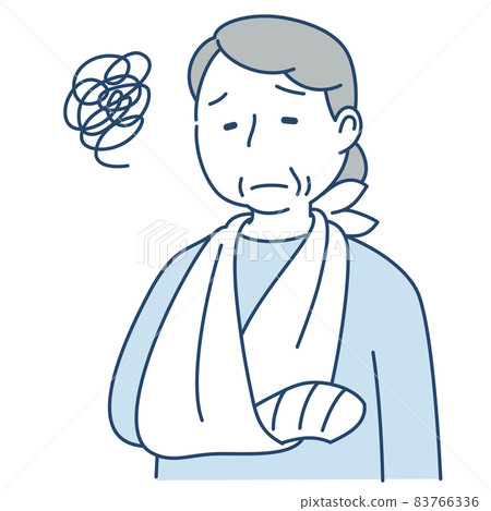 Senior woman with broken arm and bandage 83766336