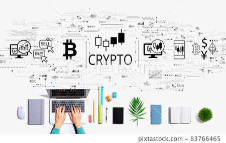 Crypto Trading theme with person using a laptop 83766465