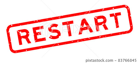 Grunge red restart word square rubber seal stamp on white background 83766845