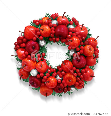 Christmas wreath illustration Real nut wreath with shadow 83767456