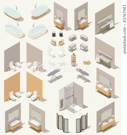 Vector isometric bathroom furniture and equipment Vector isometric bathroom furniture and equipment 83767461