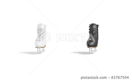Blank black and white ice skates mock up, looped rotation Blank black and white ice skates mock up, looped rotation 83767504