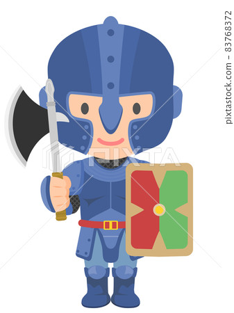 Warrior game character equipped with an ax and shield 83768372
