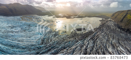 Spectacular glacier tonge top wide panoramic view 83768473