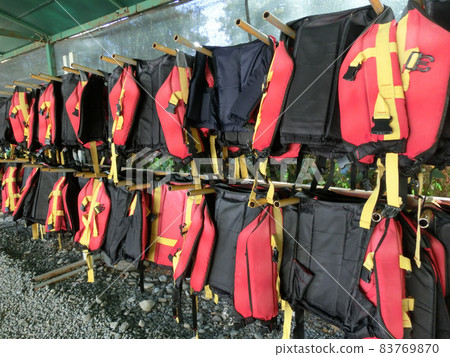 Rafting helmets for water rafting on the rapids of river Manavgat in Koprulu Canyon 83769870