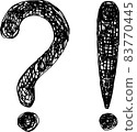 Hand drawn large question mark and exclamation mark. Vector illustration 83770445