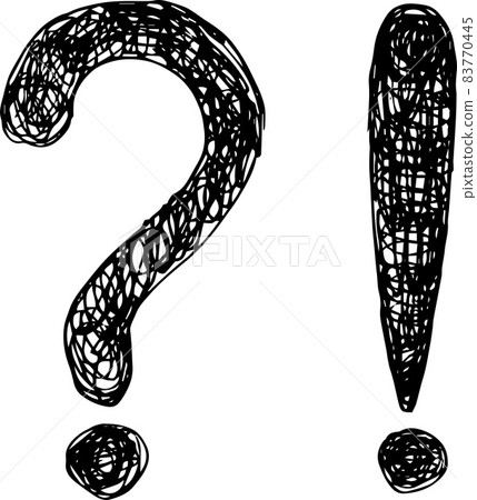 Hand drawn large question mark and exclamation mark. Vector illustration Hand drawn large question mark and exclamation mark. Vector illustration 83770445