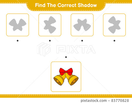 Find the correct shadow. Find and match the correct shadow of Christmas Bell. Educational children game, printable worksheet, vector illustration 83770828