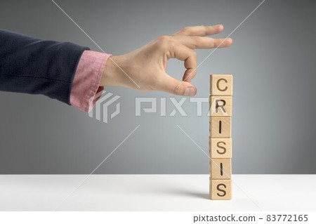 wooden blocks with crisis mesage desk. High quality beautiful photo concept wooden blocks with crisis mesage desk. High quality beautiful photo concept 83772165