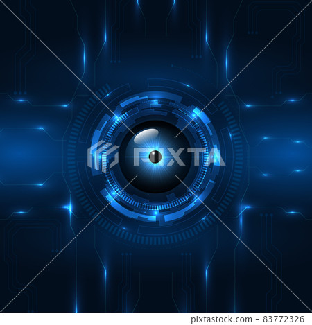 Blue cyber eye circuit board digital technology... - Stock Illustration ...