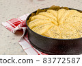 Raw dough in the form for homemade bread 83772587