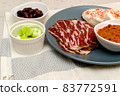 Plate with Bulgarian salami - babek, cheese and chutney 83772591