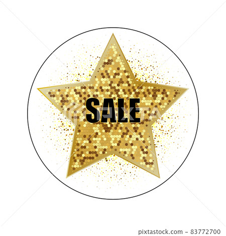 Golden star vector banner on white background. Gold glitter star sale Golden star vector banner on white background. Gold glitter star sale 83772700