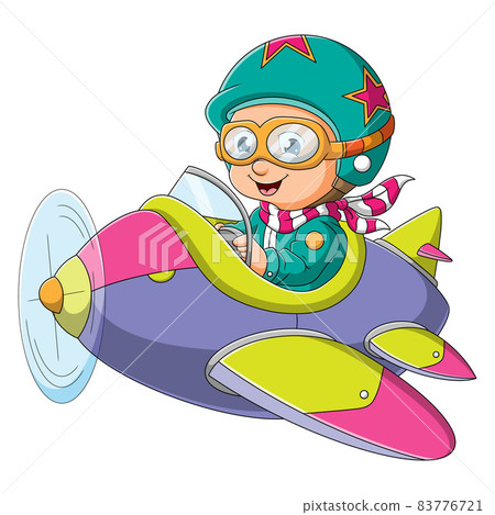 The happy man is flight a plane with the pilot costume  83776721