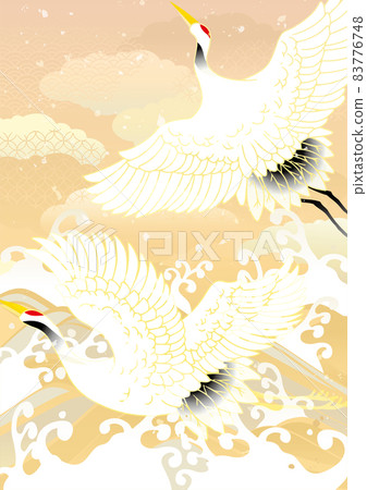 Beautiful Japanese pattern with a crane Beautiful Japanese pattern with a crane 83776748