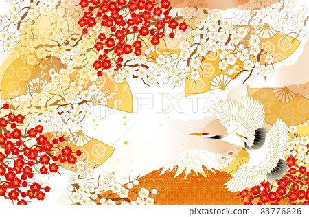 Beautiful Japanese pattern with a crane 83776826