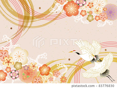 Beautiful Japanese pattern with a crane 83776830